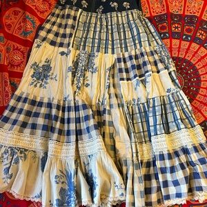 Urban Outfitters Blue and Cream Maxi Skirt